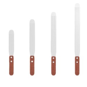 stainless steel offset icing spatula with wooden handle